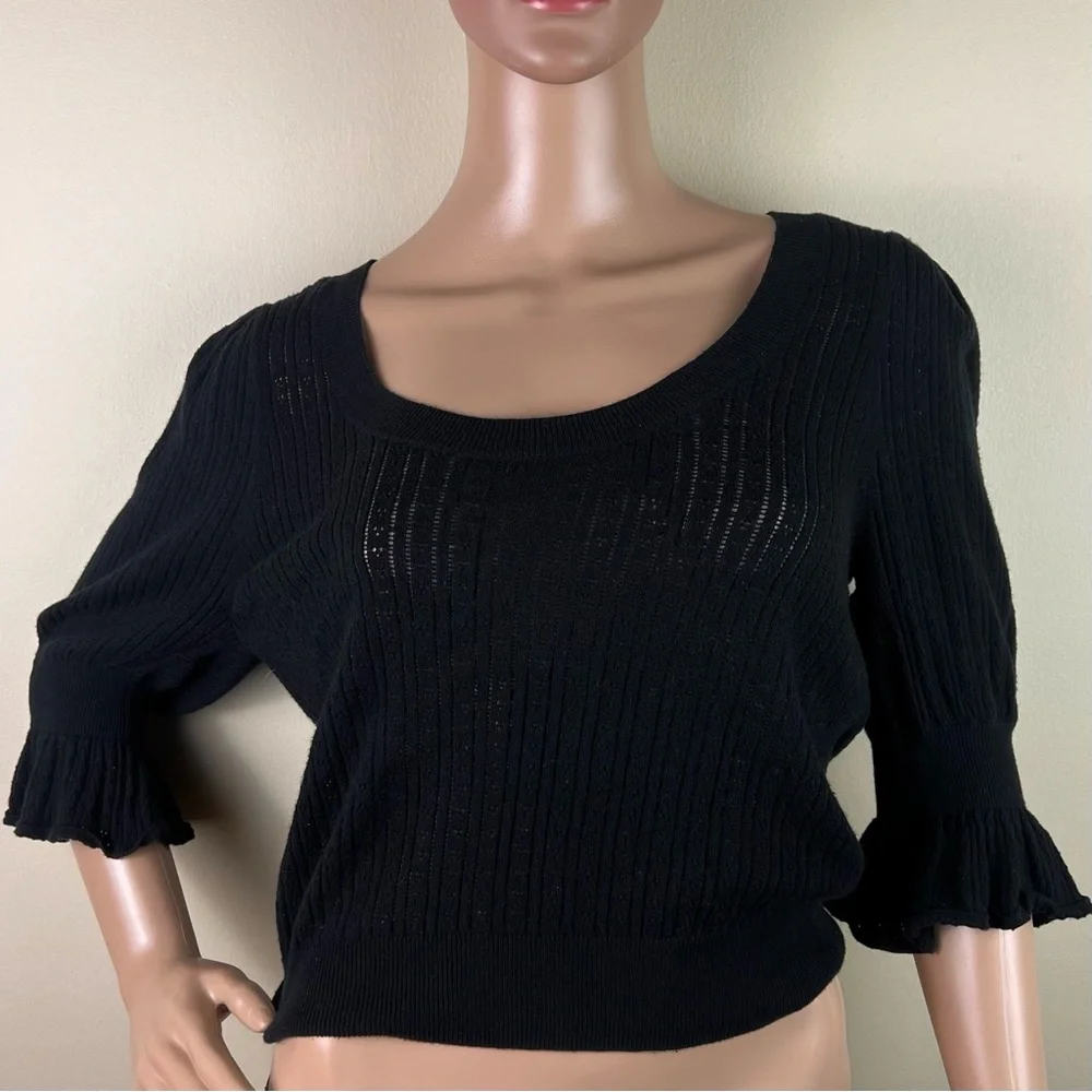 PAIGE BLACK POINTELLE KNIT TOP - Picture 2 of 5